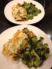 sweet-pot-black-bean-ench Sweet Potato and Black Bean Enchiladas with Hatch Chile Sauce